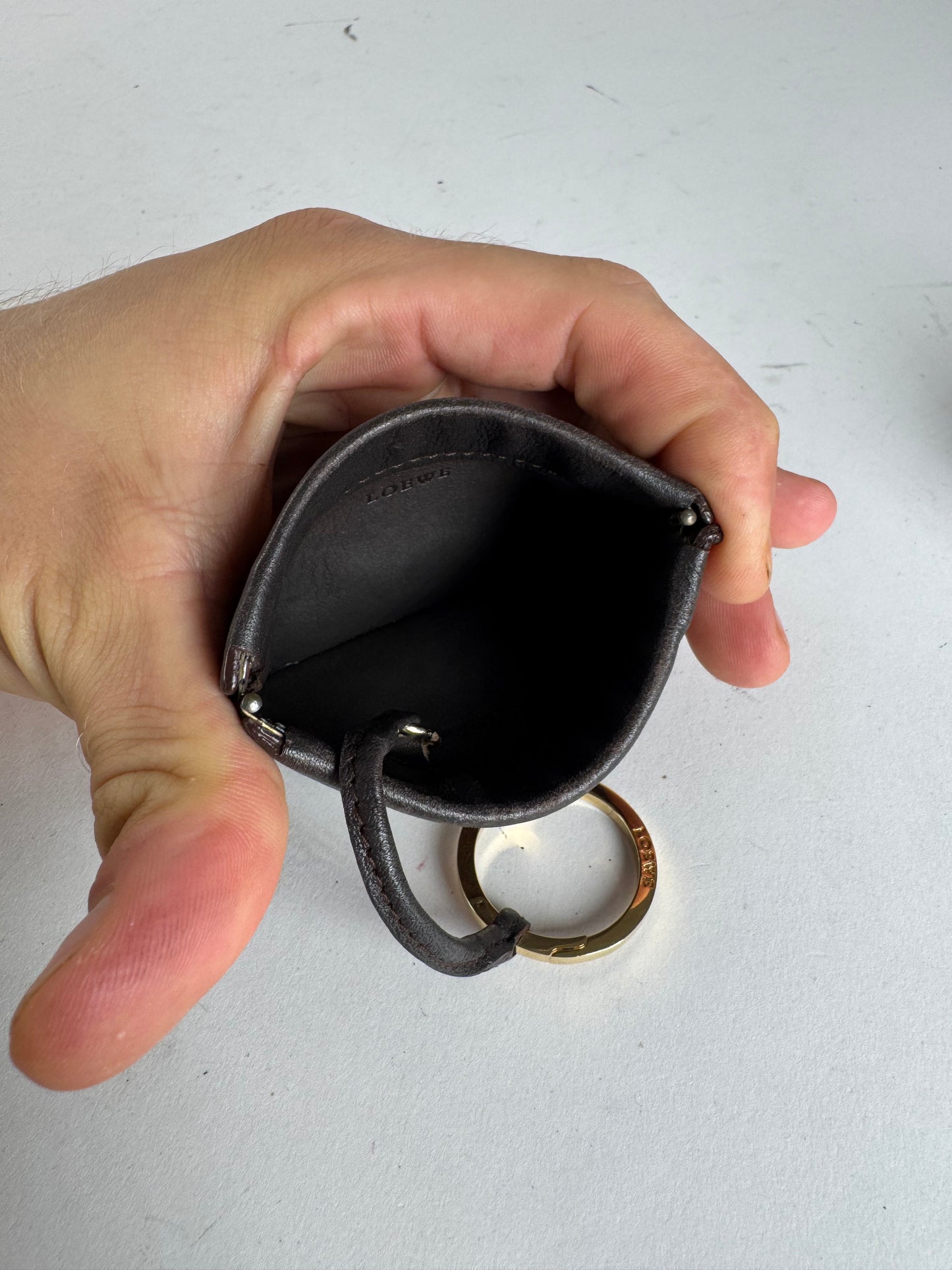 Vintage Loewe Suede Leather Card Holder Brown