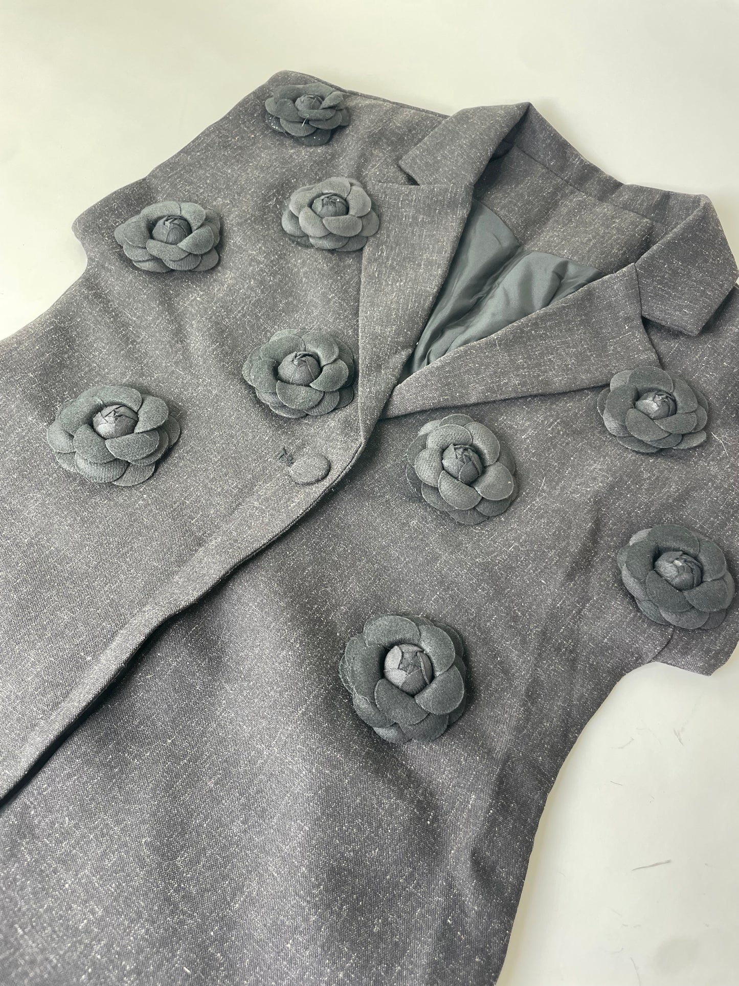 Vintage Courreges Wool Blend Blazer Charcoal Grey c. 1990s