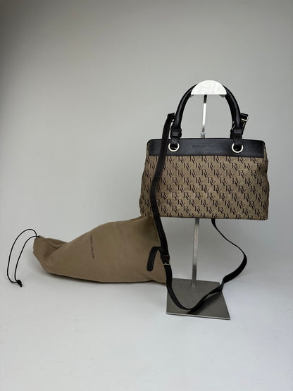 Vintage Bottega Veneta BV Monogram Canvas Handbag Beige