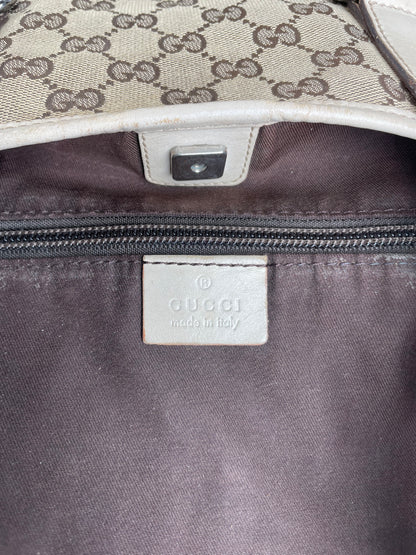 Vintage Gucci Monogram Handbag Beige Brown White