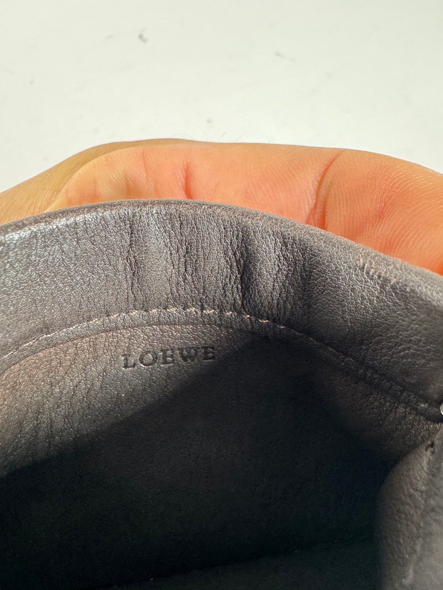 Vintage Loewe Suede Leather Card Holder Brown