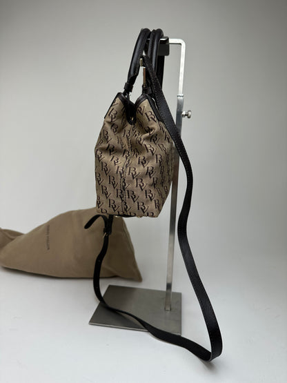 Vintage Bottega Veneta BV Monogram Canvas Handbag Beige