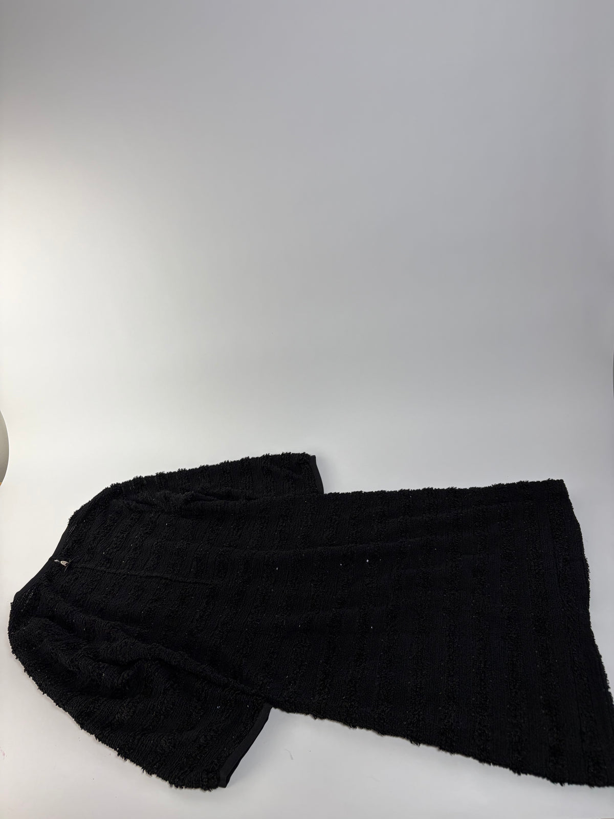 Vintage Courrèges Textured Stripe Midi Dress Black M