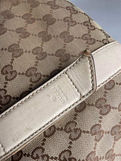 Vintage Gucci Monogram Handbag Beige Brown White