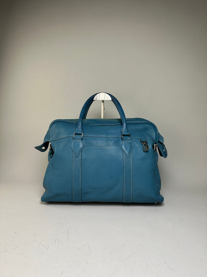 Vintage Destinys Textured Leather Duffle Bag Light Blue
