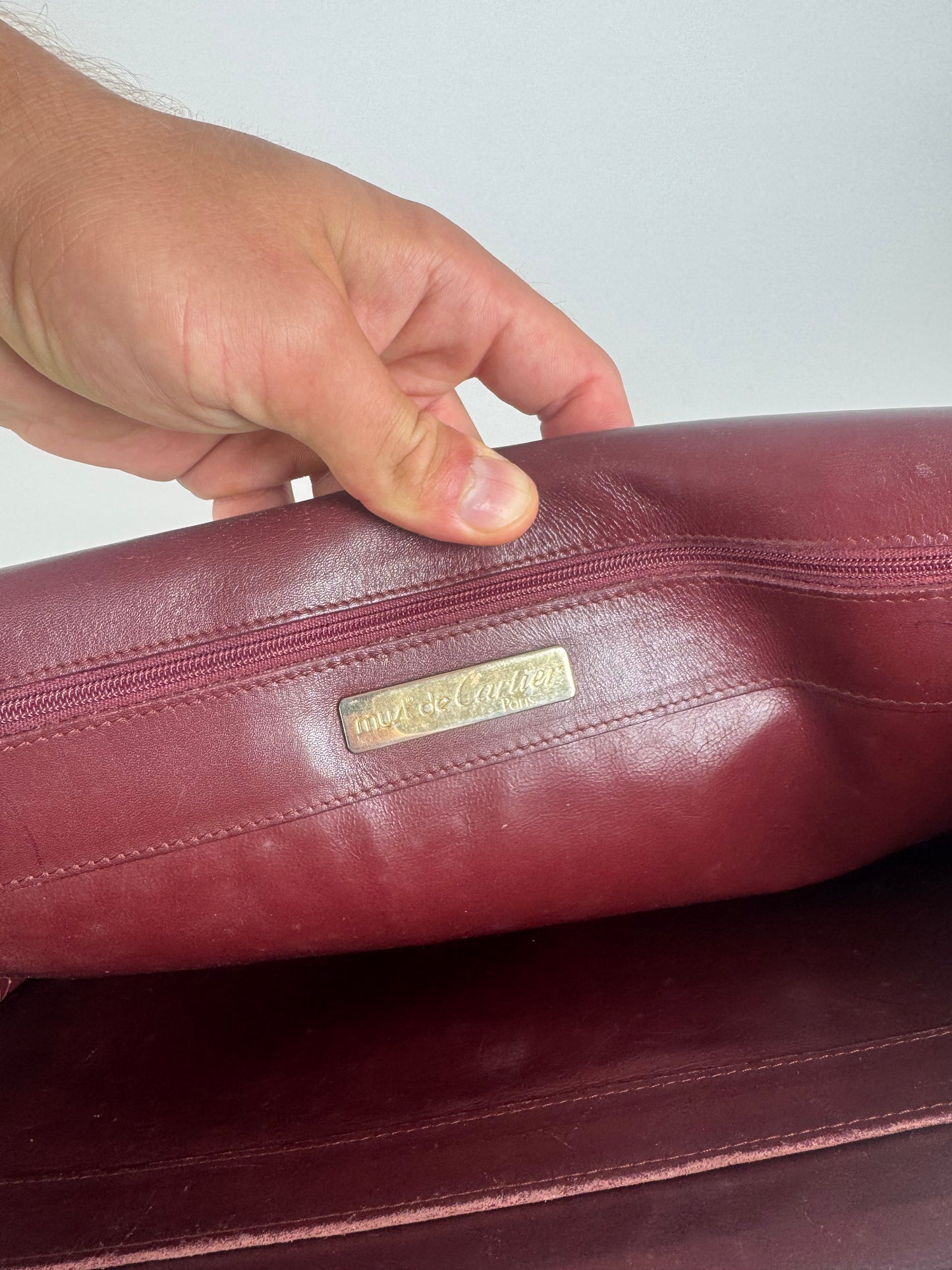 Vintage Cartier Leather Bag Burgundy