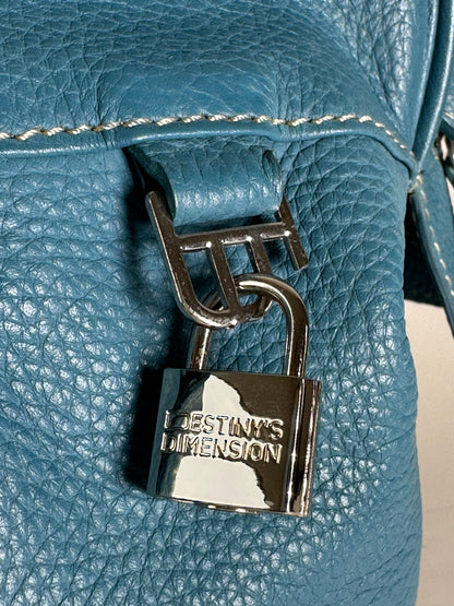 Vintage Destinys Textured Leather Duffle Bag Light Blue