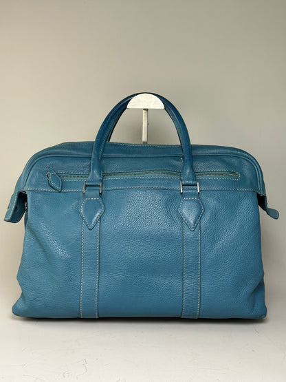 Vintage Destinys Textured Leather Duffle Bag Light Blue