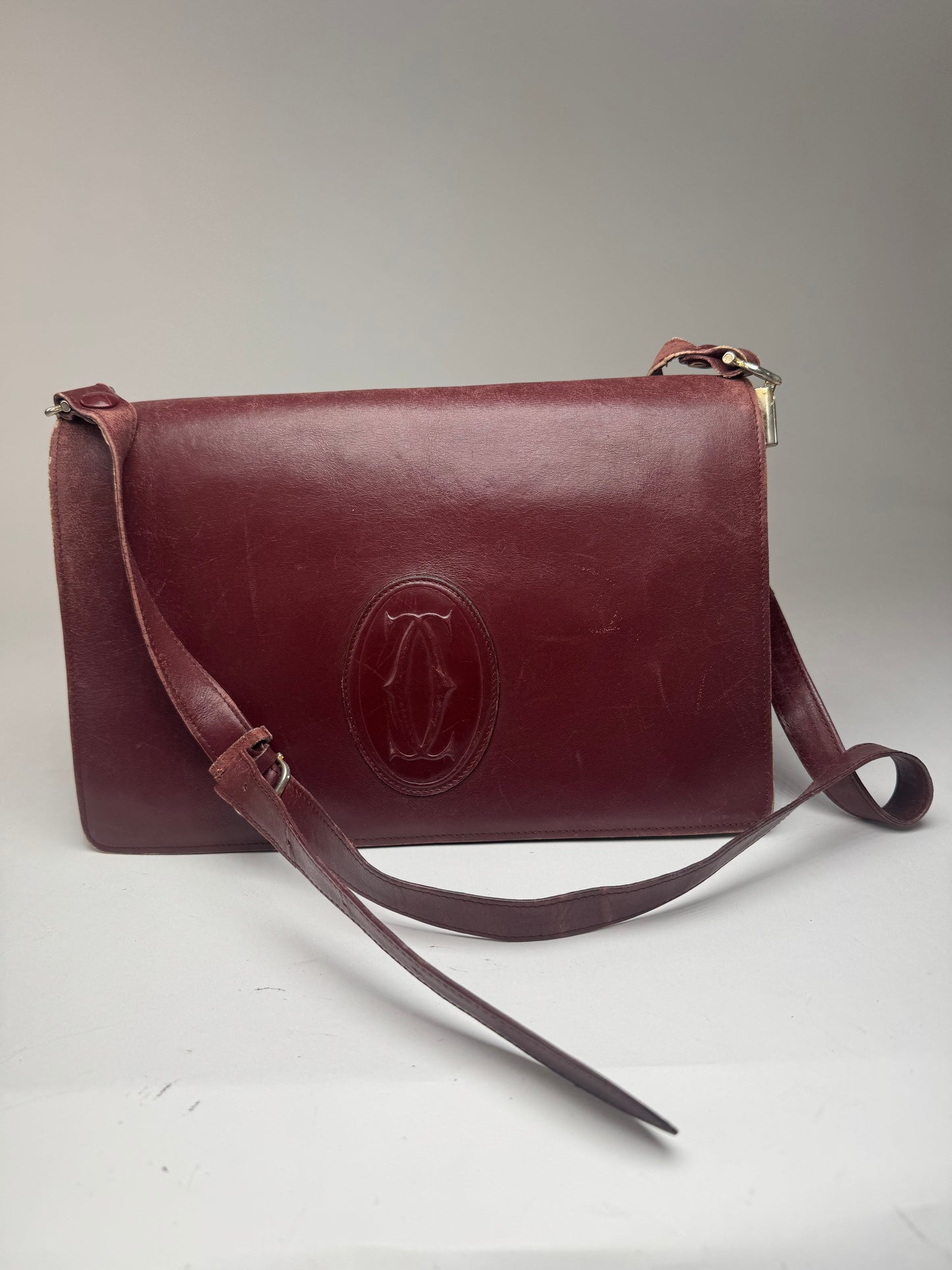Vintage Cartier Leather Bag Burgundy