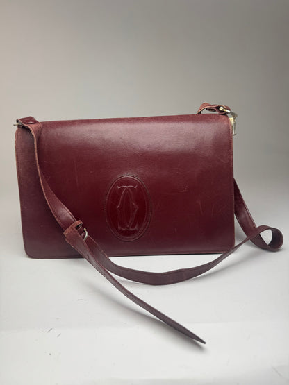Vintage Cartier Leather Bag Burgundy