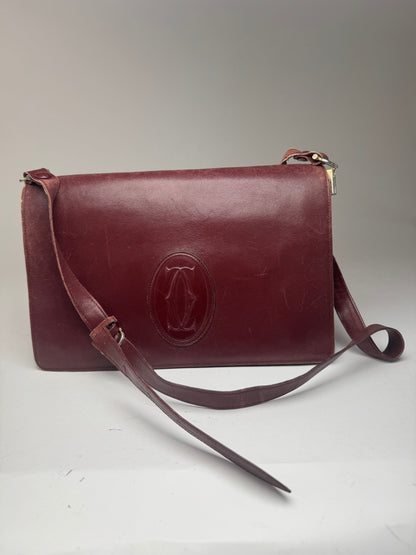 Vintage Cartier Leather Bag Burgundy