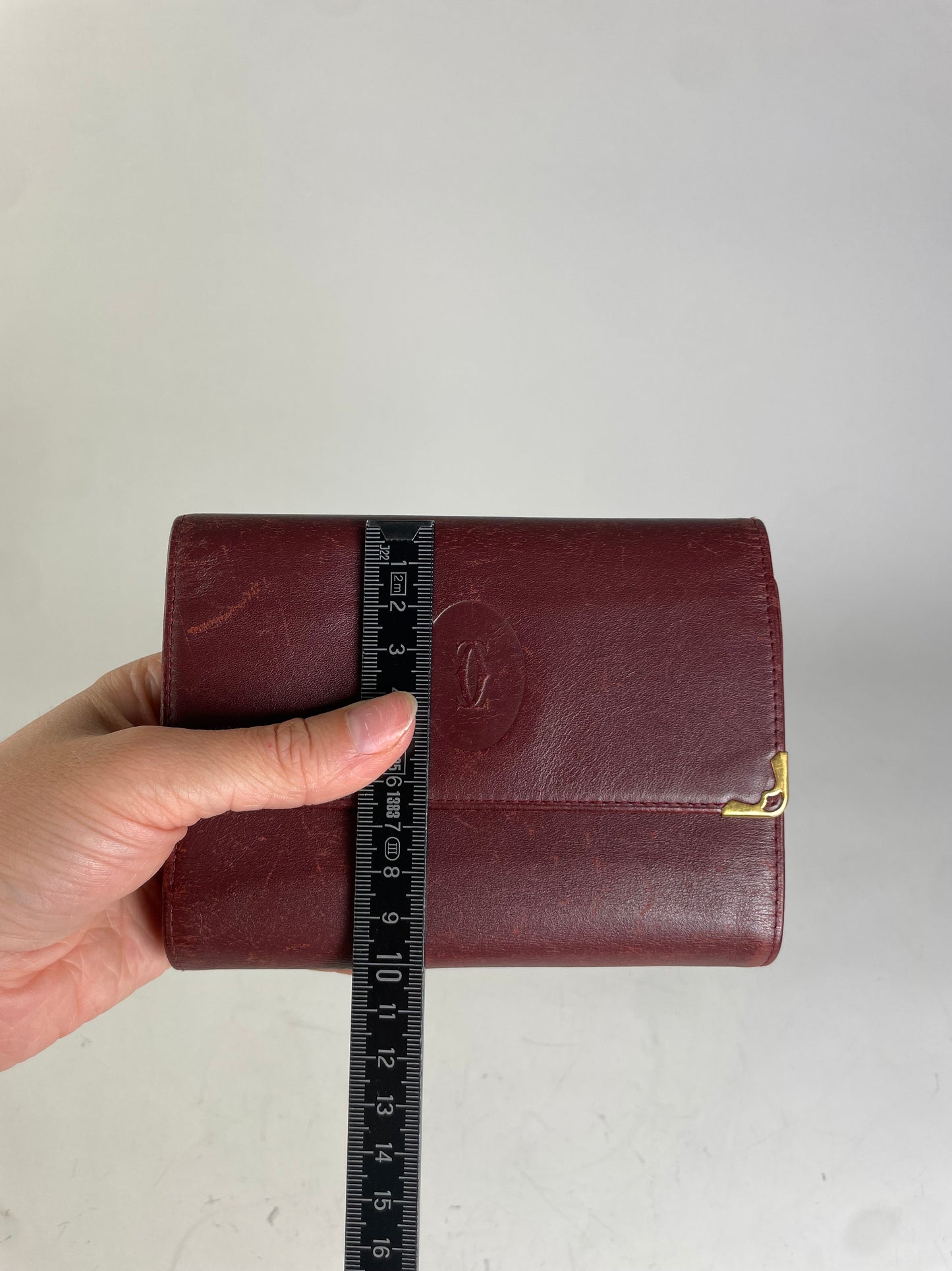 Vintage Cartier Leather Wallet Burgundy Gold Clasp