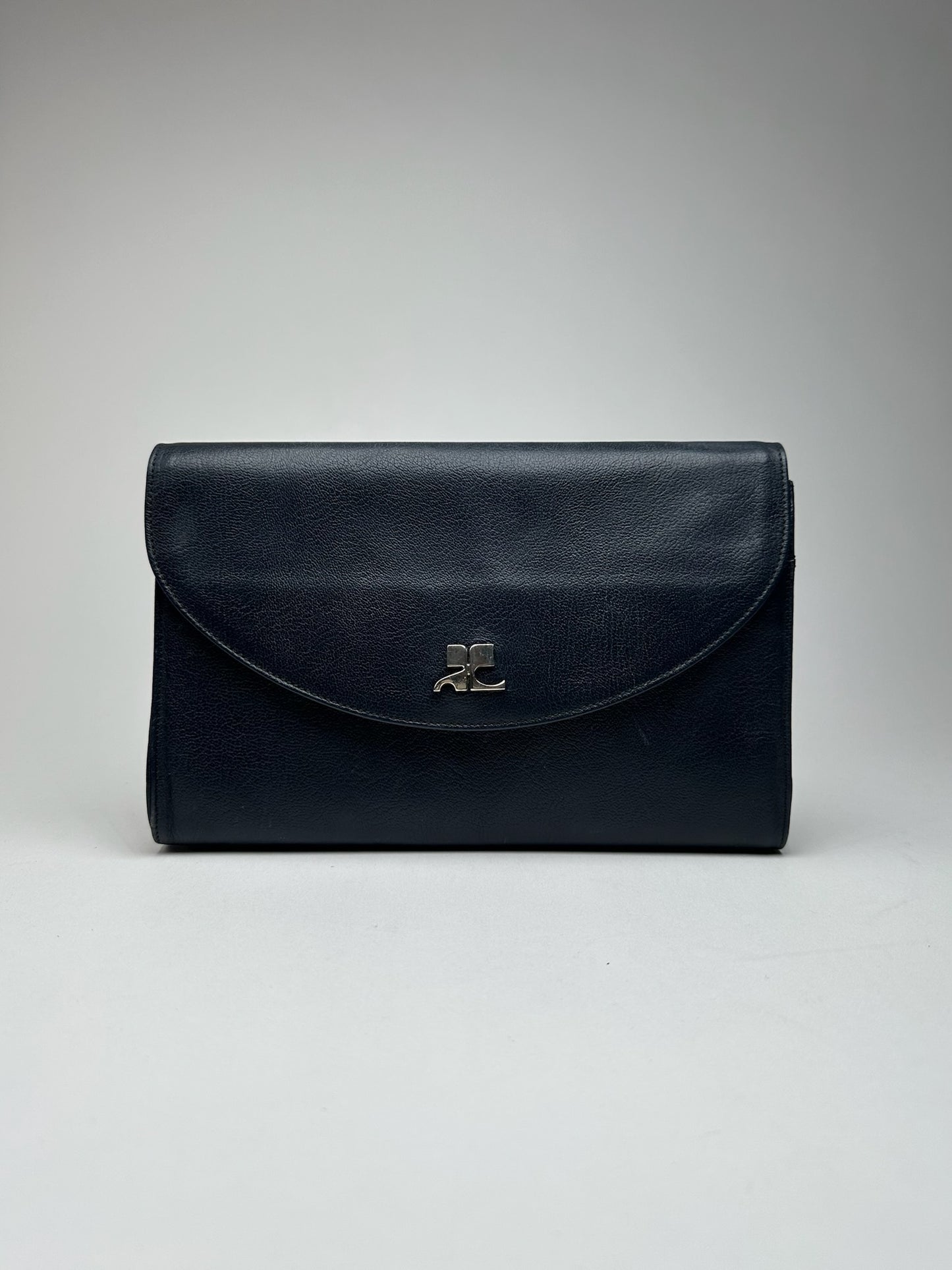 Vintage Courreges Paris leather clutch black