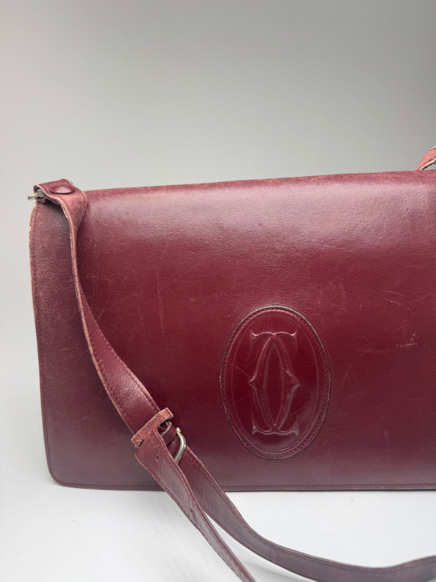 Vintage Cartier Leather Bag Burgundy