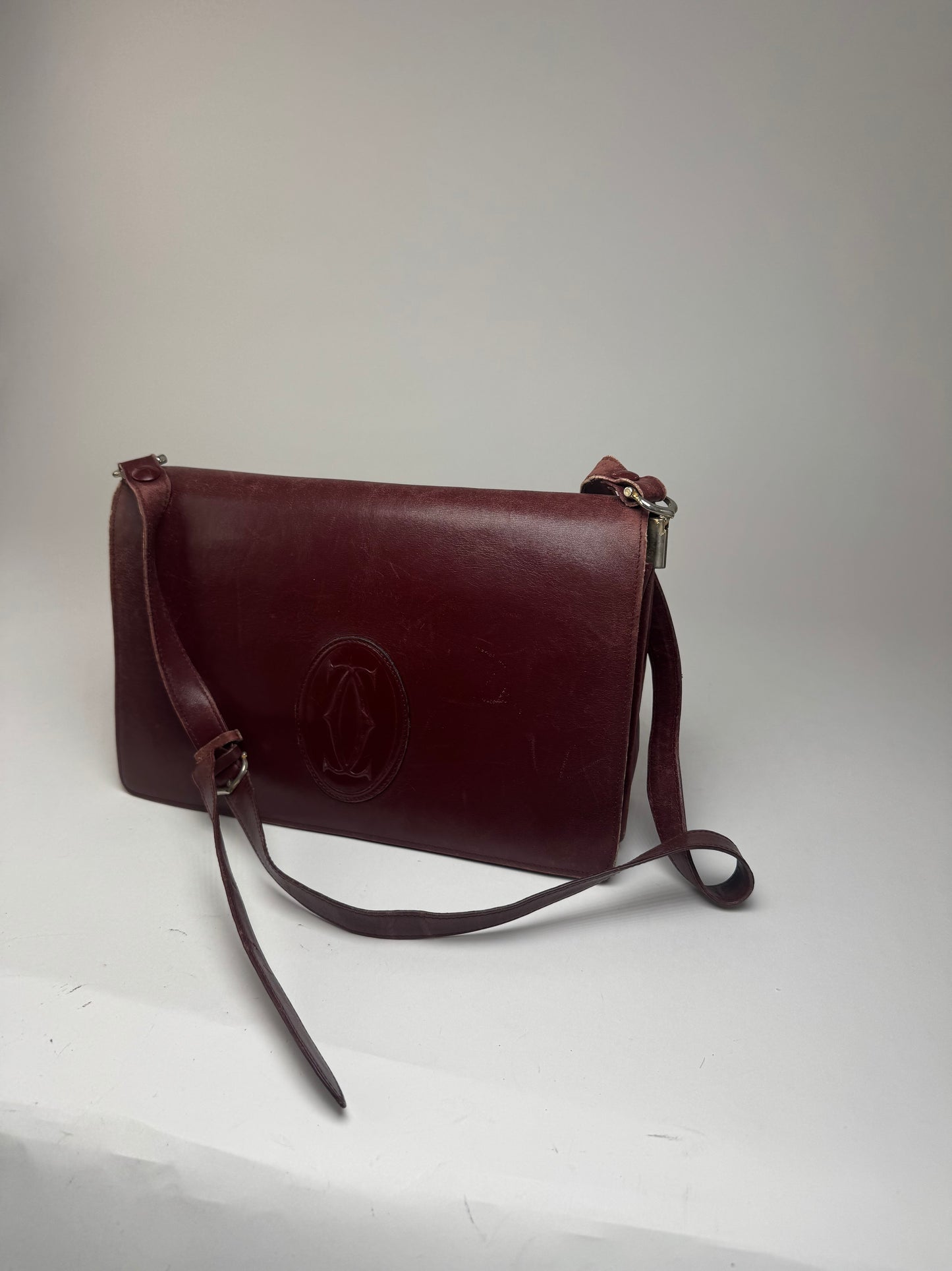 Vintage Cartier Leather Bag Burgundy