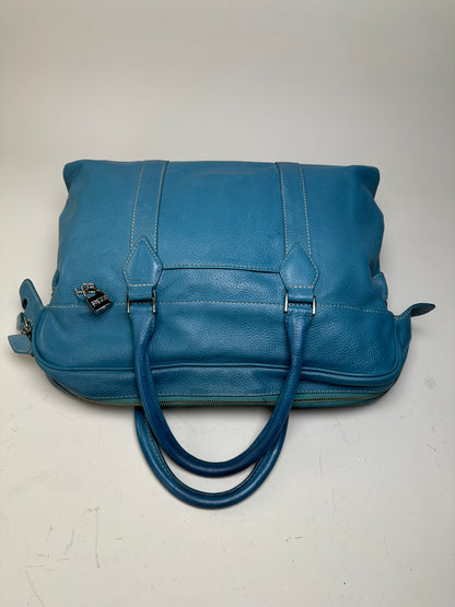 Vintage Destinys Textured Leather Duffle Bag Light Blue