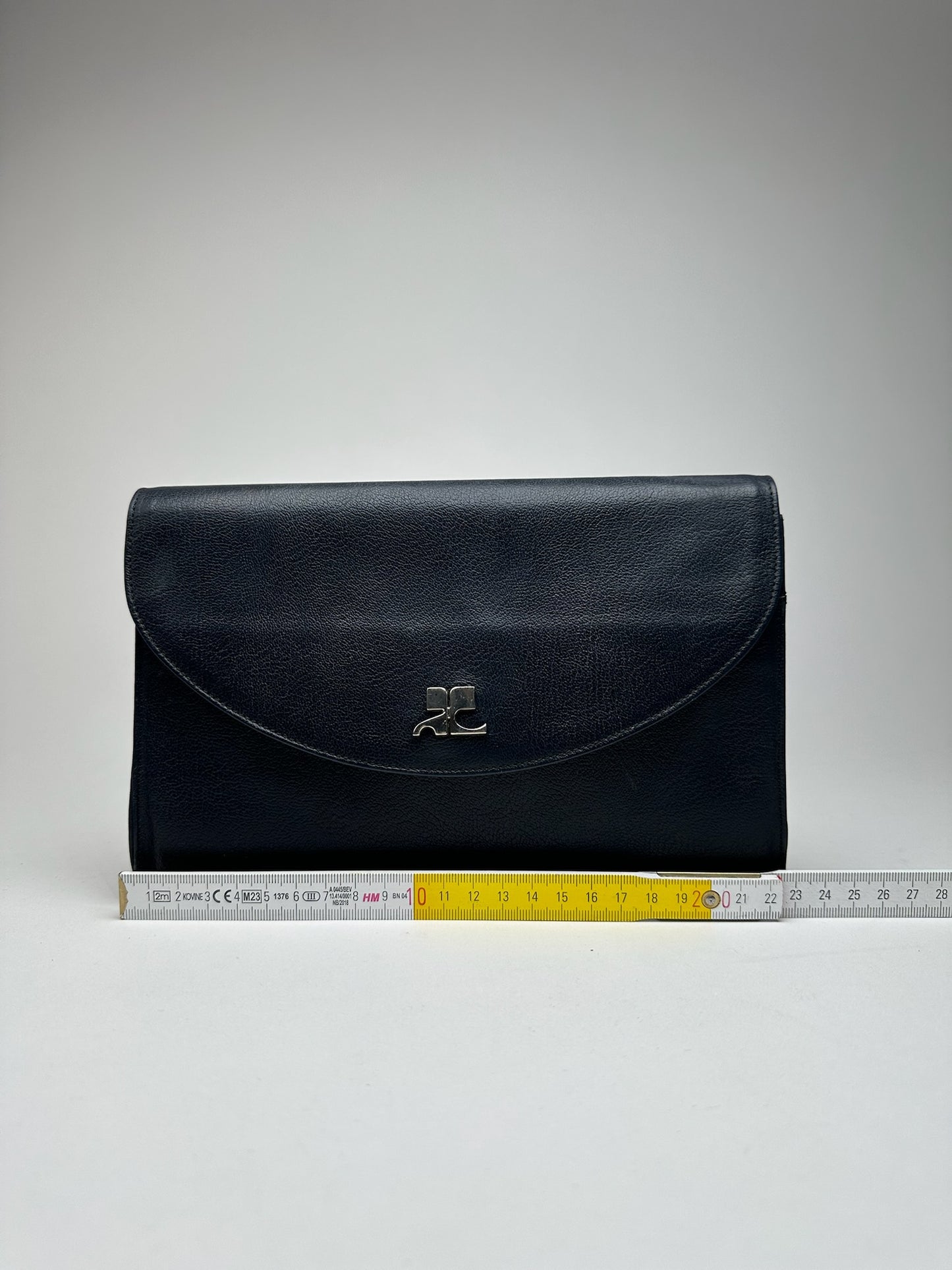 Vintage Courreges Paris leather clutch black