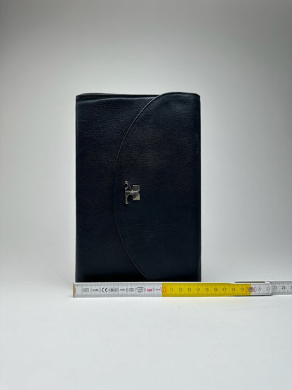 Vintage Courreges Paris leather clutch black