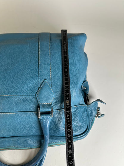 Vintage Destinys Textured Leather Duffle Bag Light Blue