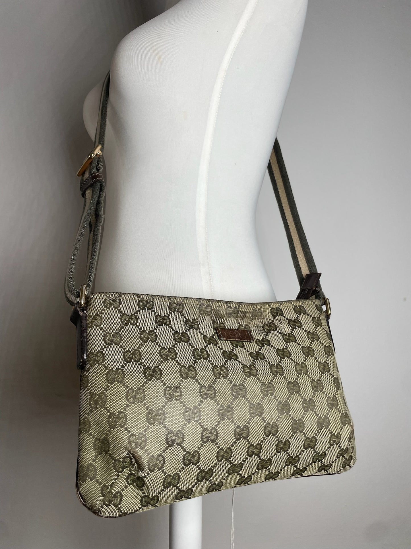 Vintage Gucci Multiway Monogram Bag Beige Brown