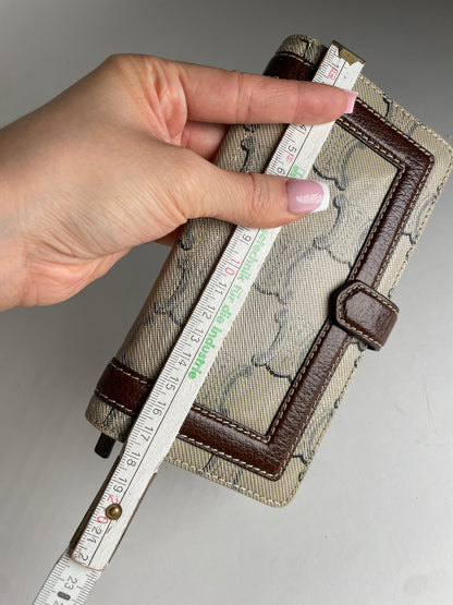 Vintage Celine Paris Triomphe Monogram Leather Wallet White Brown