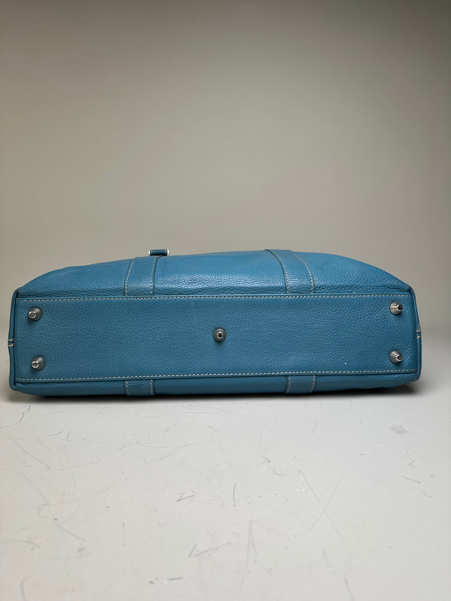 Vintage Destinys Textured Leather Duffle Bag Light Blue