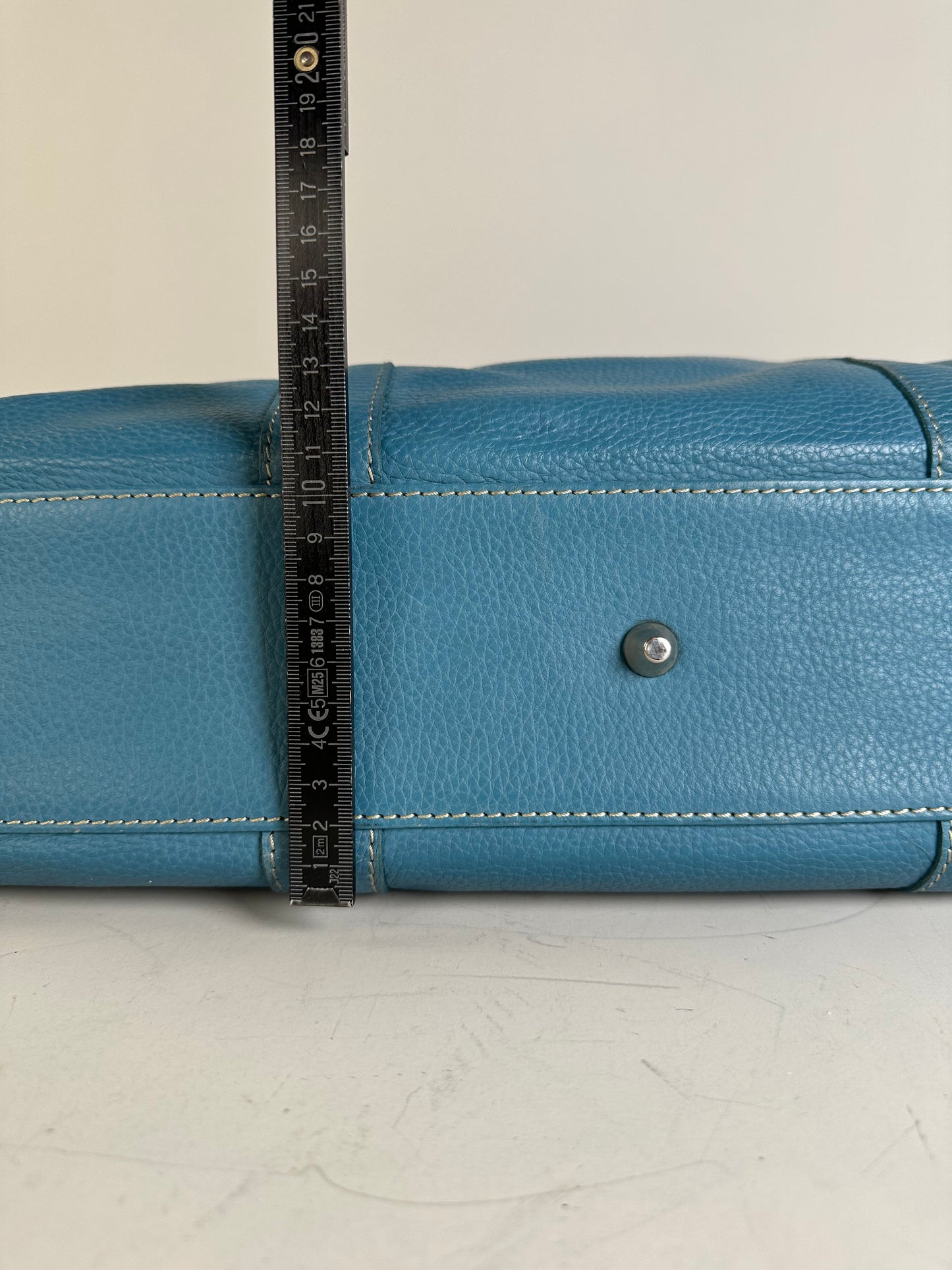 Vintage Destinys Textured Leather Duffle Bag Light Blue