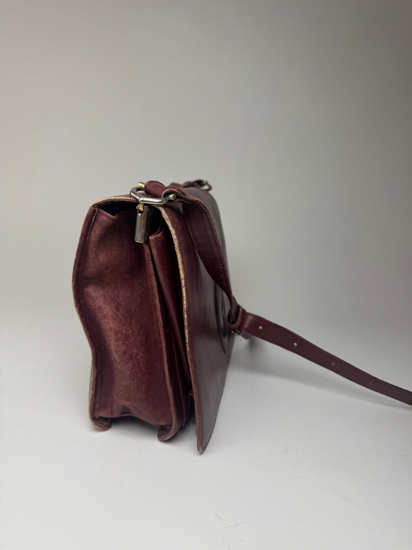 Vintage Cartier Leather Bag Burgundy