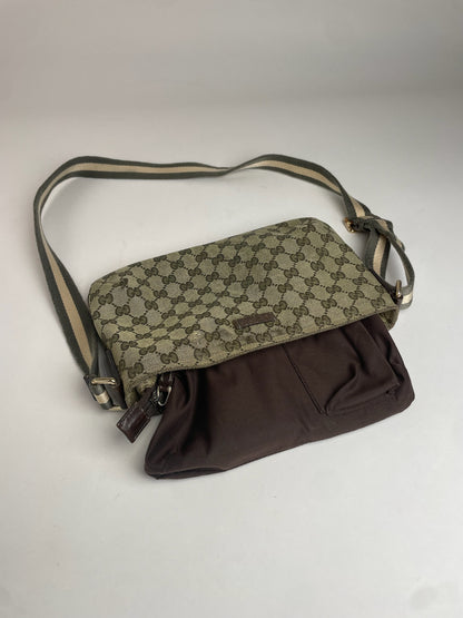 Vintage Gucci Multiway Monogram Bag Beige Brown