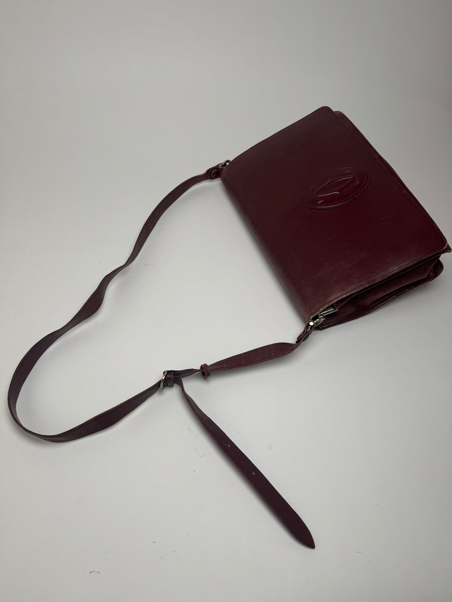Vintage Cartier Leather Bag Burgundy