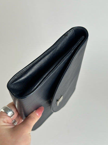Vintage Courreges Paris leather clutch black