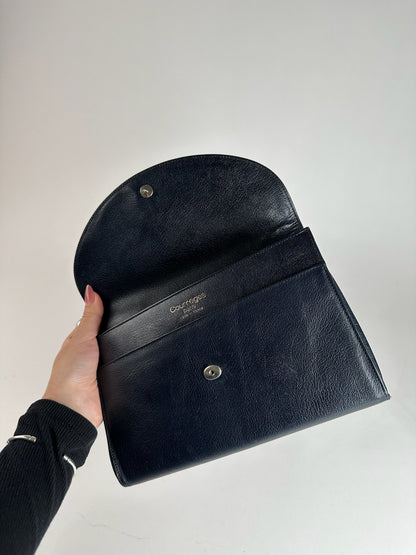 Vintage Courreges Paris leather clutch black