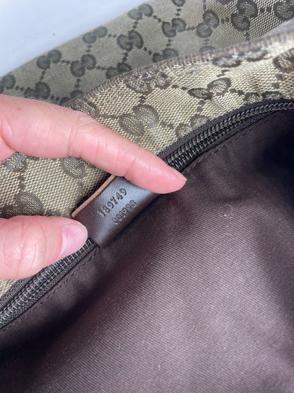 Vintage Gucci Multiway Monogram Bag Beige Brown