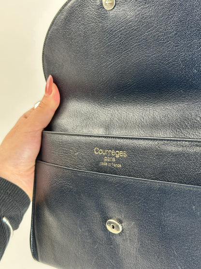 Vintage Courreges Paris leather clutch black