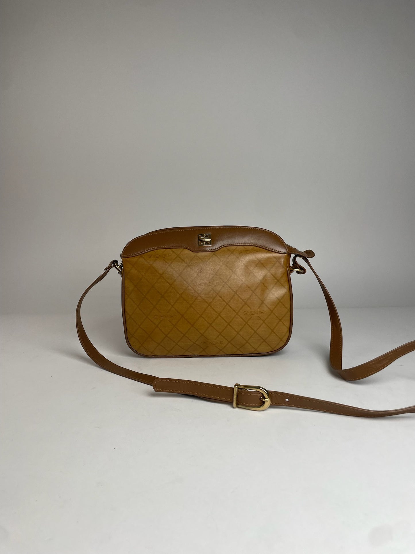 Vintage Givenchy Leather Shoulder Monogram Bag Brown
