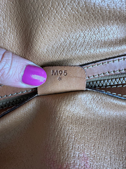 Vintage Celine Paris Triomphe Monogram Leather Handbag Brown
