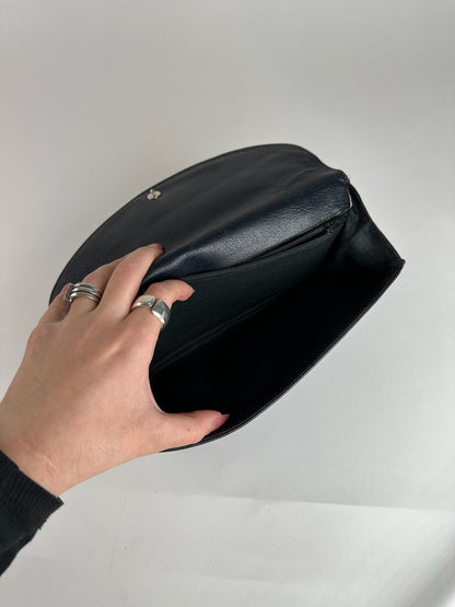 Vintage Courreges Paris leather clutch black