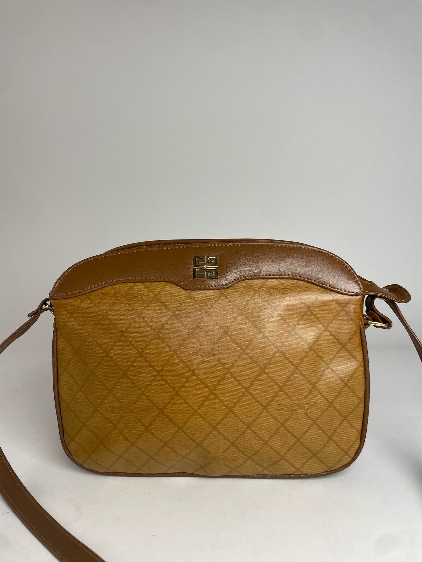 Vintage Givenchy Leather Shoulder Monogram Bag Brown