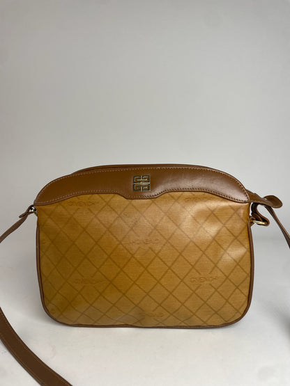 Vintage Givenchy Leather Shoulder Monogram Bag Brown