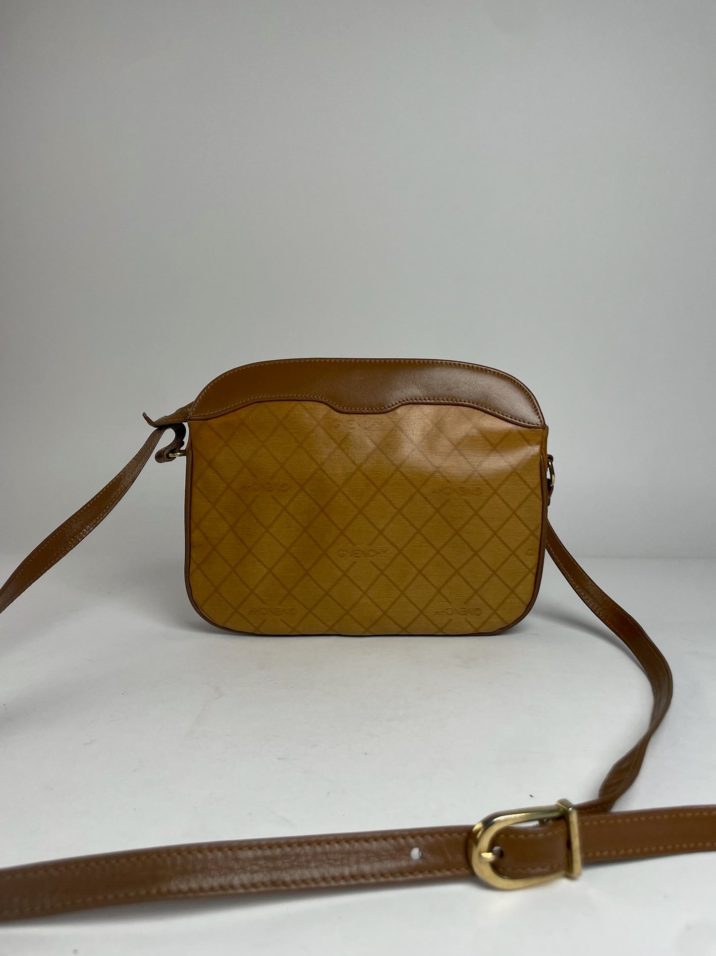 Vintage Givenchy Leather Shoulder Monogram Bag Brown