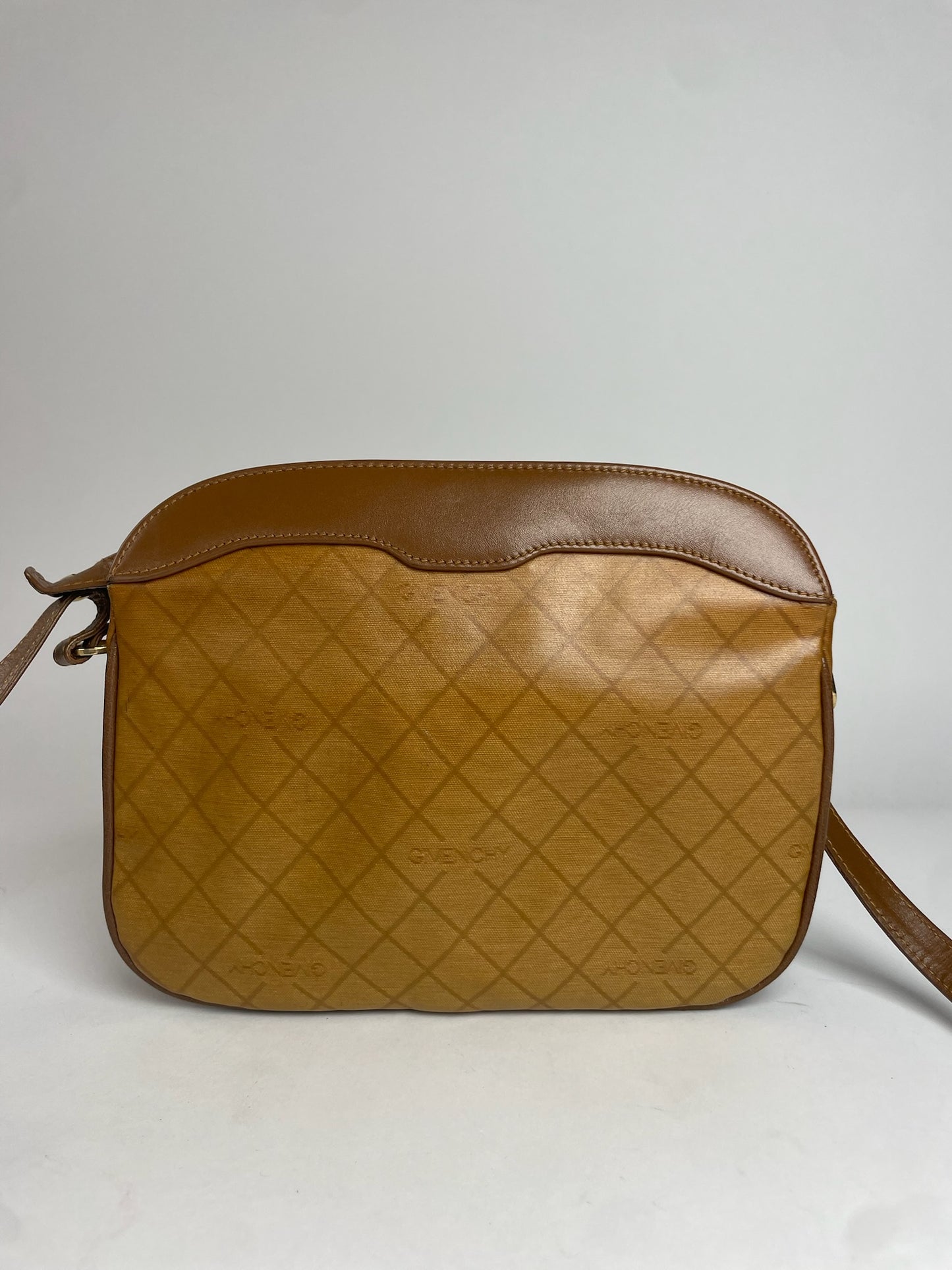 Vintage Givenchy Leather Shoulder Monogram Bag Brown