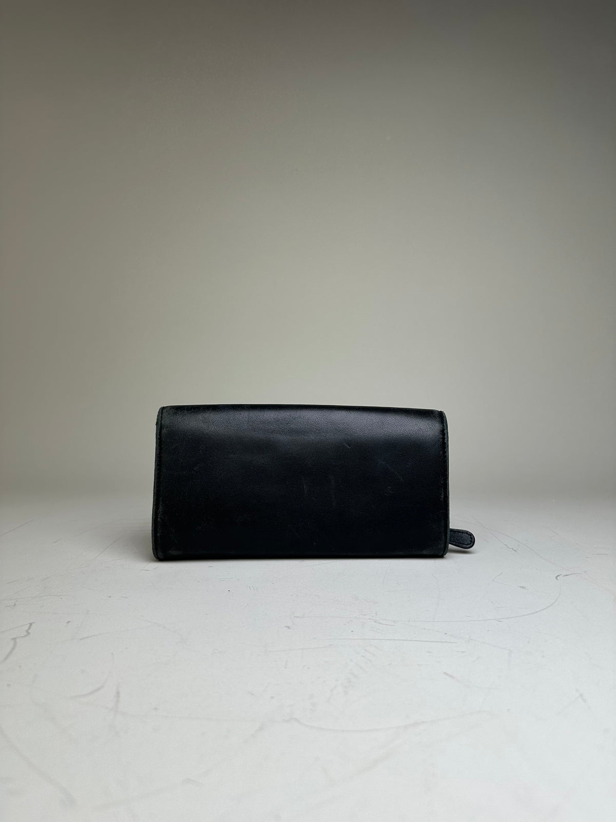 Vintage Vivienne Westwood Leather Wallet Black Gold Button