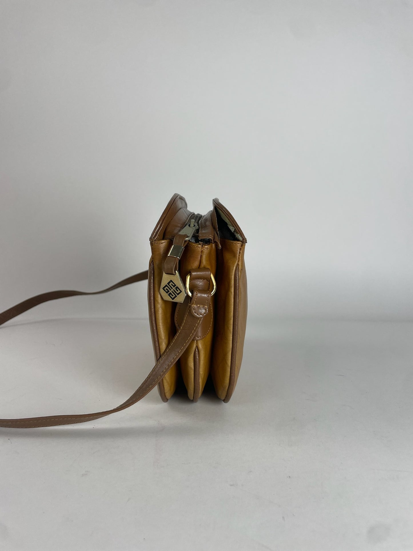 Vintage Givenchy Leather Shoulder Monogram Bag Brown