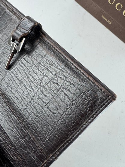 Vintage Gucci Jackie Monogram Leather Long Wallet Beige Brown