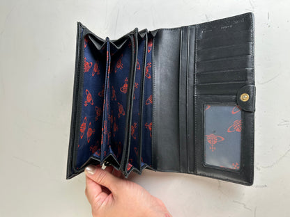 Vintage Vivienne Westwood Leather Wallet Black Gold Button