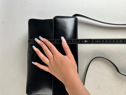 Vintage Loewe Structured Leather Shoulder Bag Black Gold