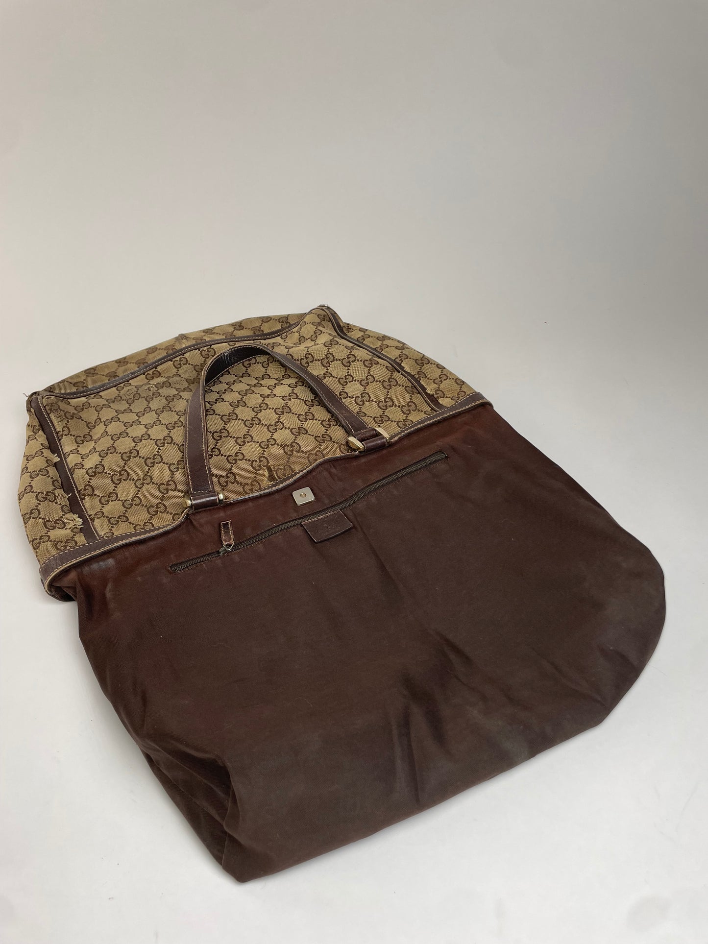 Vintage Gucci Monogram Handbag Beige Brown