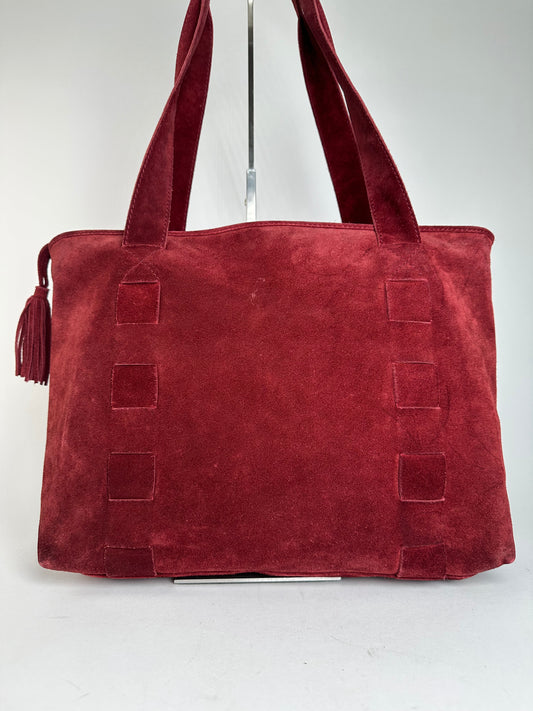 Vintage Bottega Veneta Suede Handbag Burgundy