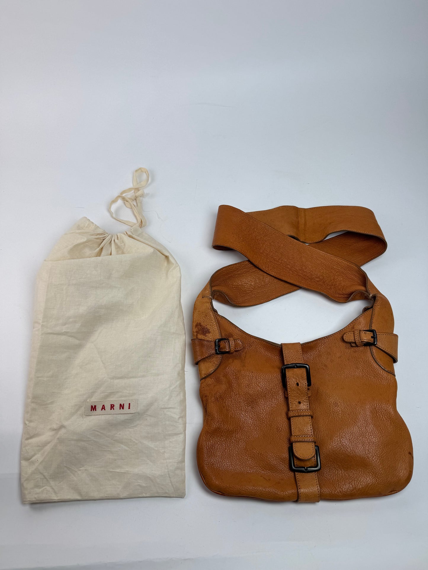 Vintage Marni Leather Shoulder bag Brown Orange