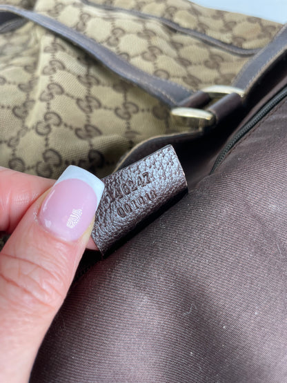 Vintage Gucci Monogram Handbag Beige Brown
